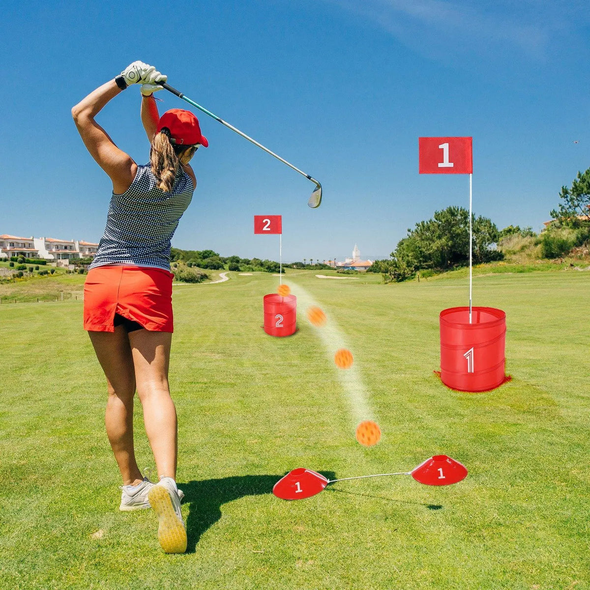 9-Hole Portable Backyard Bucket Golf Game, Fun Sports Toy with Versatile Tee Positions, Corrosion-Resistant 2.76 in / 70.00 Mm Components, Complete Accessories for Family Use#Backtoschool