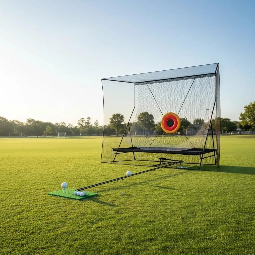 Gaomon 10X8Ft Golf Net, Noise Reducing Impact Panel, Large Area Targets, Ball Blanket & Automatic Ball Return System for Indoor Golf Practice, Outdoor Driving Chipping Training, Steel Frame