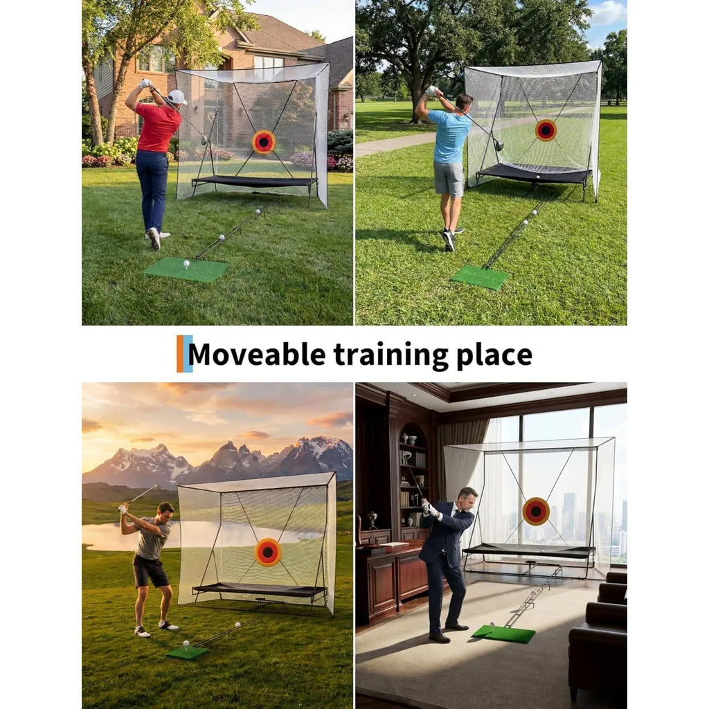 Gaomon 10X8Ft Golf Net, Noise Reducing Impact Panel, Large Area Targets, Ball Blanket & Automatic Ball Return System for Indoor Golf Practice, Outdoor Driving Chipping Training, Steel Frame