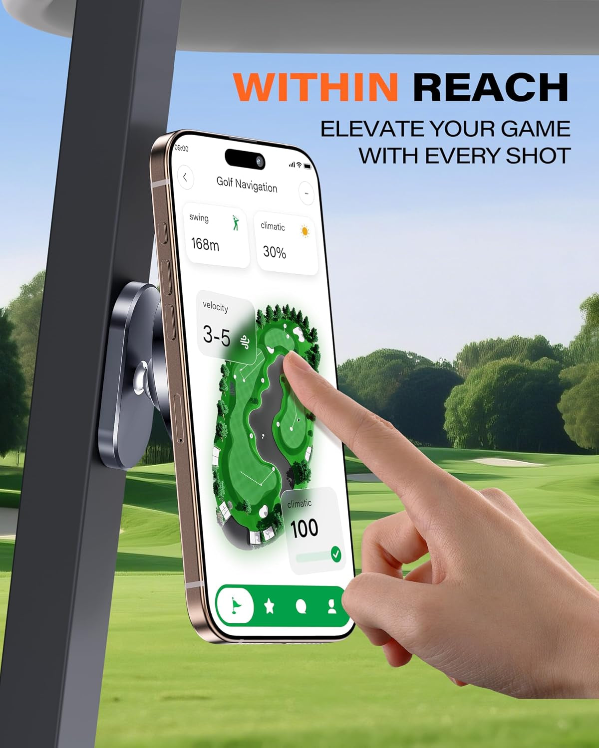 Alloy Magnetic Golf Cart Phone Holder, Unique Golf Accessories for Men