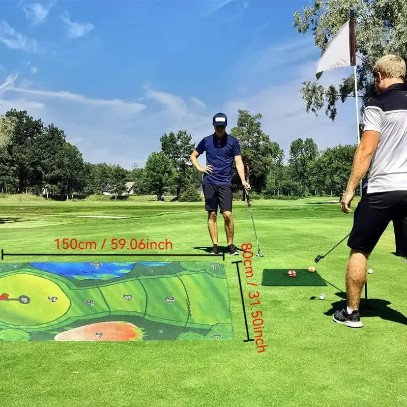 Portable golf hitting mat dimensions and layout reference