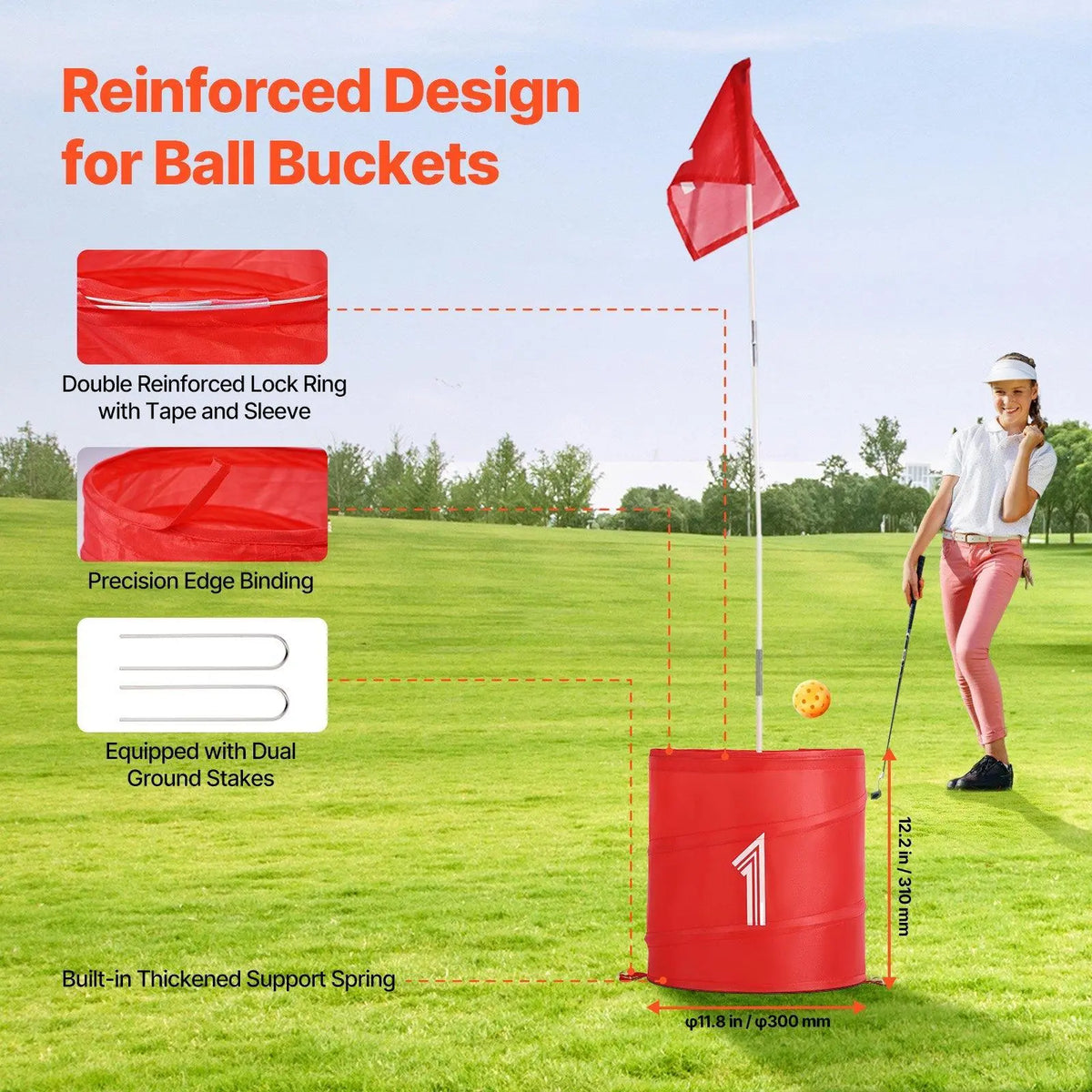 9-Hole Portable Backyard Bucket Golf Game, Fun Sports Toy with Versatile Tee Positions, Corrosion-Resistant 2.76 in / 70.00 Mm Components, Complete Accessories for Family Use#Backtoschool