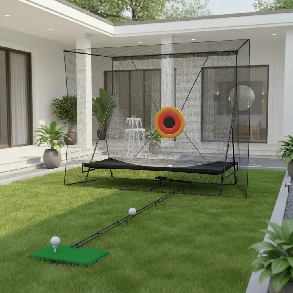 Gaomon 10X8Ft Golf Net, Noise Reducing Impact Panel, Large Area Targets, Ball Blanket & Automatic Ball Return System for Indoor Golf Practice, Outdoor Driving Chipping Training, Steel Frame