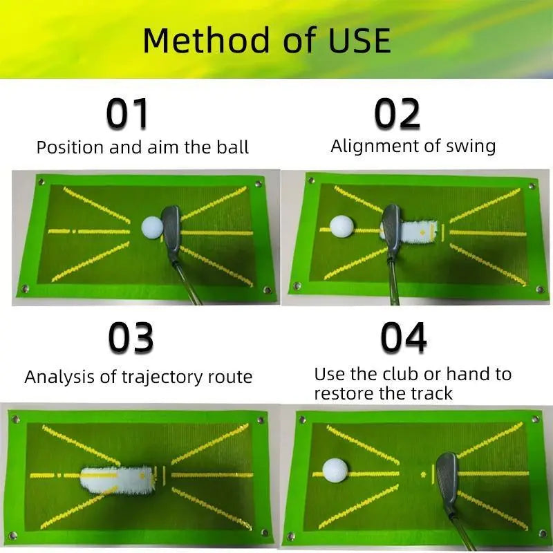 Portable golf hitting mat set up for outdoor backyard practice