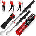 Tempo Stick Golf Swing Trainer for Right-Handed Players | 5-in-1 Retractable Training Aid with Arm Band and Telescopic Design for Grip Correction and Click Feedback