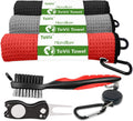 Golf Towel Microfiber Waffle Pattern Golf Towel | Brush Tool Kit with Club Groove Cleaner | Golf Divot Tool | Golf Accessories for Men