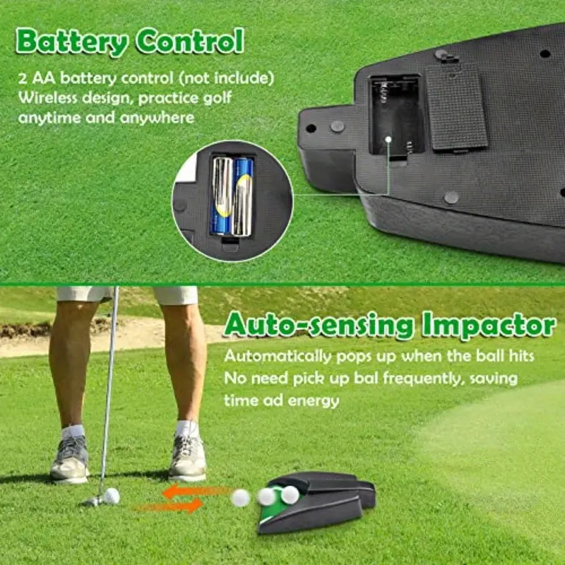 Detail of high-density PE turf surface on the portable golf hitting mat